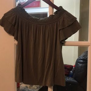 American Eagle forest green off the shoulder